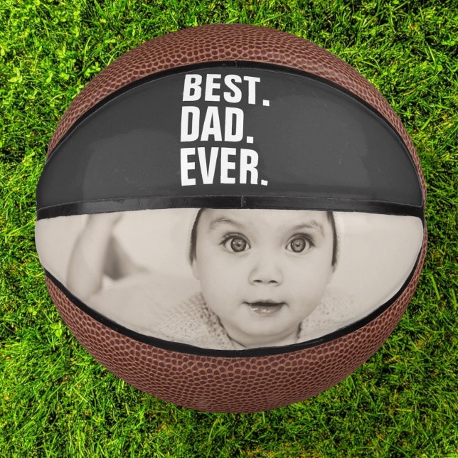 Personalized Fathers Day Photo Gift Best Dad Ever Mini Basketball (Creator Uploaded)