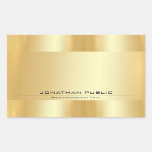 Personalized Faux Gold Metallic Look Add Text Rectangular Sticker