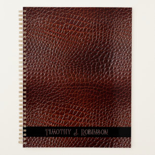Personalized Faux Leather Brown Embossed Planner