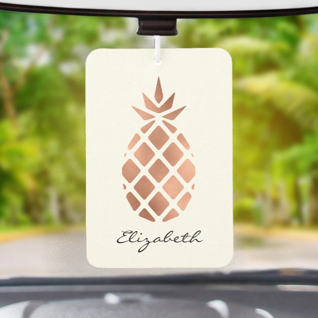 Personalized faux rose gold foil pineapple car air freshener (Creator Uploaded)