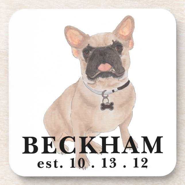 Personalized Fawn Masked Frenchie French Bulldog Coaster (Front)