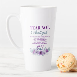 Personalized Fear Not Isaiah 41:10 Purple Floral Latte Mug