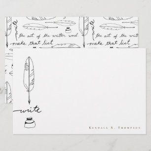 Personalized Feather Quill ink Handwritten Write Stationery