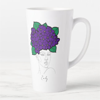 Personalized February Birth Flower Crown Art Latte Mug