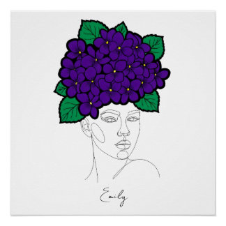 Personalized February Birth Flower Crown Art Poster