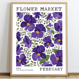Personalized February Birth Flower Market Print