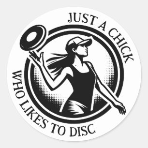 Personalized female Disc Golf Classic Round Sticker