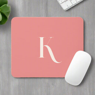 Personalized Feminine and Elegant Pink Monogram Mouse Pad