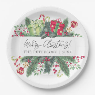 Personalized Festive Merry Christmas Decorative Paper Plate