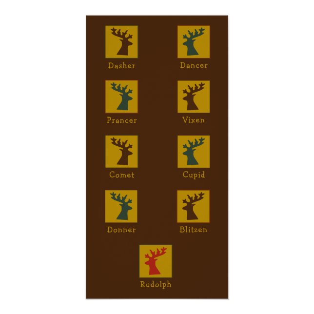 Personalized Festive Santa's Reindeer Christmas Poster (Front)