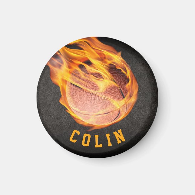 Personalized Fiery Basketball Magnet (Front)