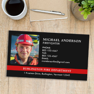 Personalized Fire Department Firefighter Photo Business Card