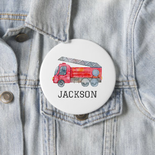 Personalized Fire engine birthday Party 10 Cm Round Badge