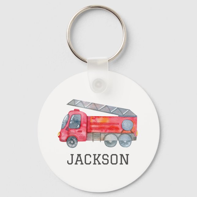 Personalized Fire engine birthday Party Key Ring (Front)