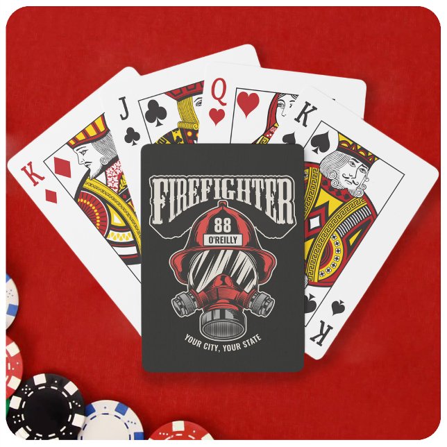Personalized Firefighter Mask Fire Dept Helmet Playing Cards (Creator Uploaded)