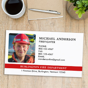 Personalized Firefighter Photo Fire Department Business Card