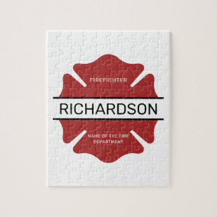 Personalized Firefighter Red Logo Symbol  Jigsaw Puzzle
