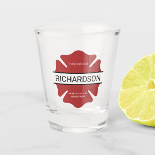 Personalized Firefighter Red Logo Symbol  Shot Glass