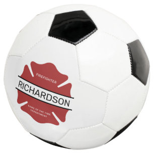 Personalized Firefighter Red Logo Symbol  Soccer Ball