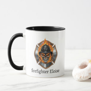 Personalized Firefighter Skull Fireman Mug