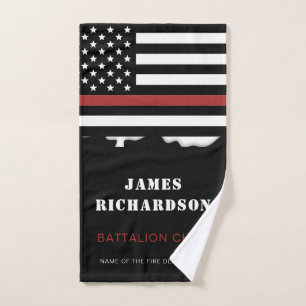 Personalized Firefighter Thin Red Line Fire Rescue Hand Towel