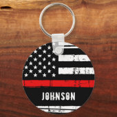 Personalized Firefighter Thin Red Line Key Ring (Front)