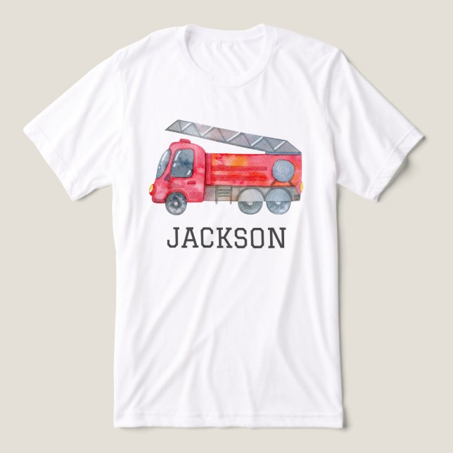 Personalized Firetruck birthday Party Tri-Blend Shirt (Design Front)