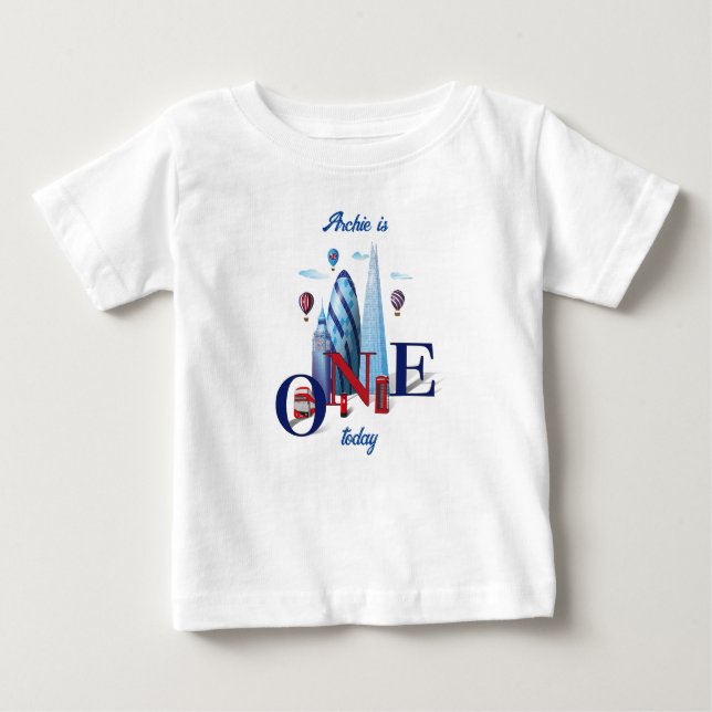 Personalized first birthday  London inspiredoutfit Baby T-Shirt (Front)