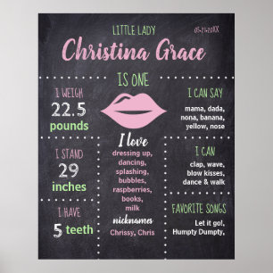 Personalized First Birthday Milestone Board Poster