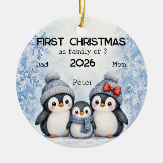Personalized First Christmas as a Family of 3 Ceramic Tree Decoration