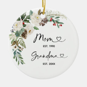 Personalized First Christmas as Grandmother Gift Ceramic Tree Decoration