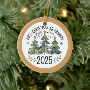 Personalized First Christmas as Grandpa Ceramic Tree Decoration