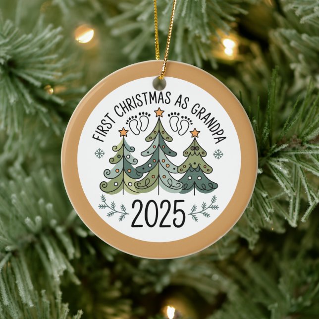 Personalized First Christmas as Grandpa Ceramic Tree Decoration (Tree)