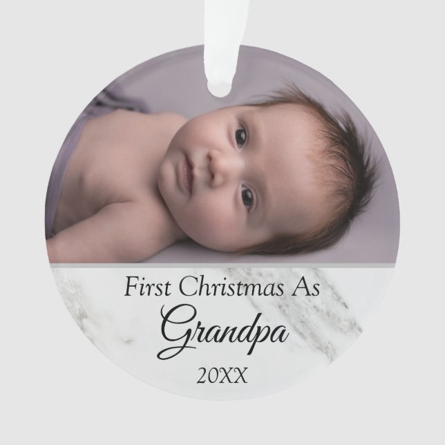 Personalized First Christmas as Grandpa Photo 2023 Ornament (Front)