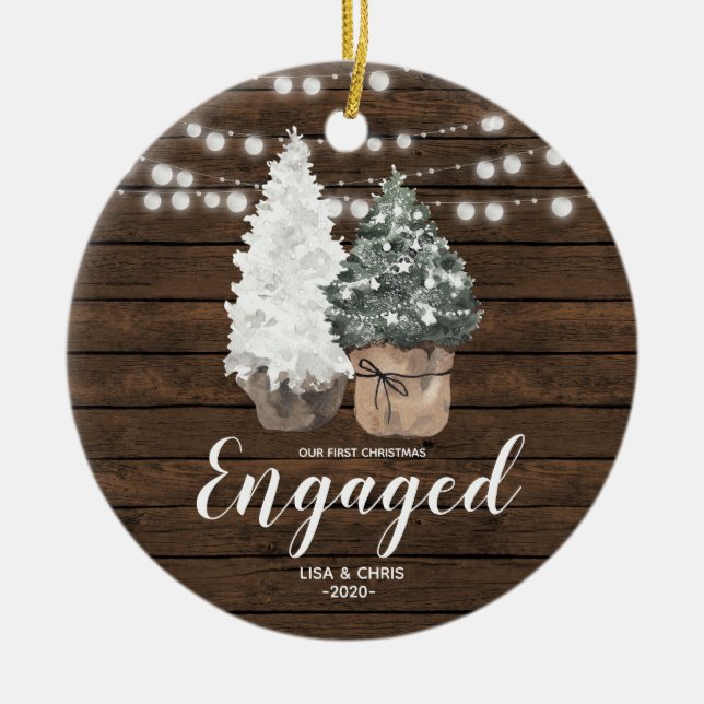 Personalized First Christmas Engaged Ornament (Front)