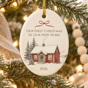 Personalized First Christmas New Home Cottage Orna Ceramic Tree Decoration