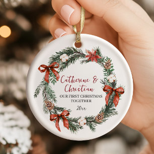 Personalized First Christmas Together Ceramic Tree Decoration