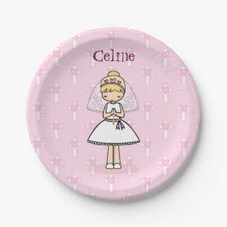 Personalized First Communion Day Girl Paper Plate