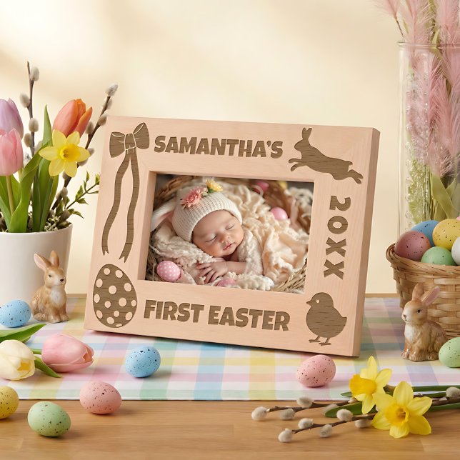 Personalized First Easter-Bunny, Eggs, Chick, Bow Etched Frames (Creator Uploaded)