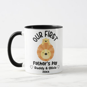 Personalized First Fathers Day, Daddy & lion cub Mug