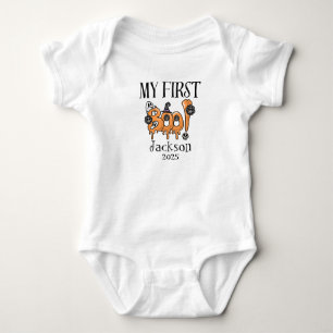 Personalized first halloween outfit , my first boo baby bodysuit