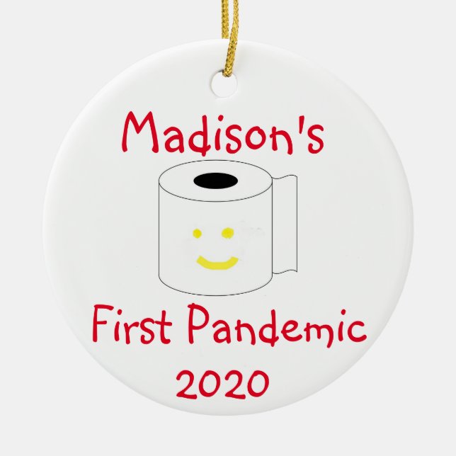 Personalized First Pandemic Ceramic Tree Decoration (Front)