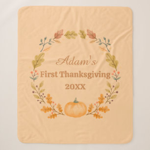 Personalized First Thanksgiving Sherpa Blanket