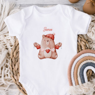 Personalized First Valentine`s Day Baby Bodysuit 