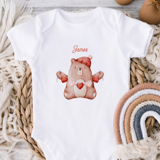 Personalized First Valentine`s Day Baby Bodysuit 