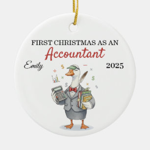 Personalized First Year Accountant silly goose Ceramic Tree Decoration