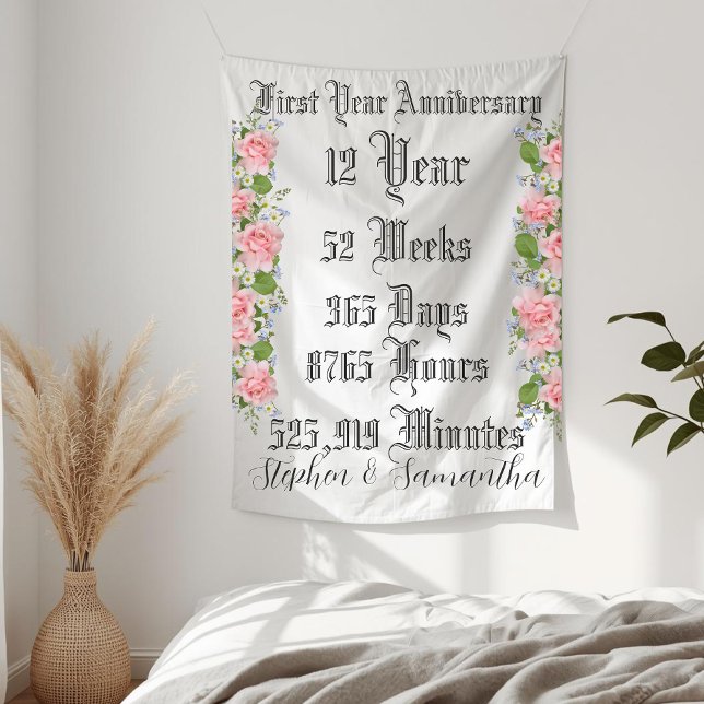 Personalized first  year anniversary typography  tapestry (Creator Uploaded)