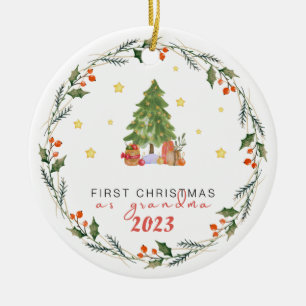 Personalized first year as grandma Christmas Ceramic Tree Decoration