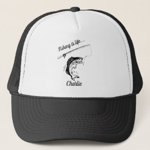 Personalized Fishing is Life Rod Reel Line Hook Trucker Hat