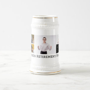 Personalized Five Photo Custom Text Retirement Beer Stein